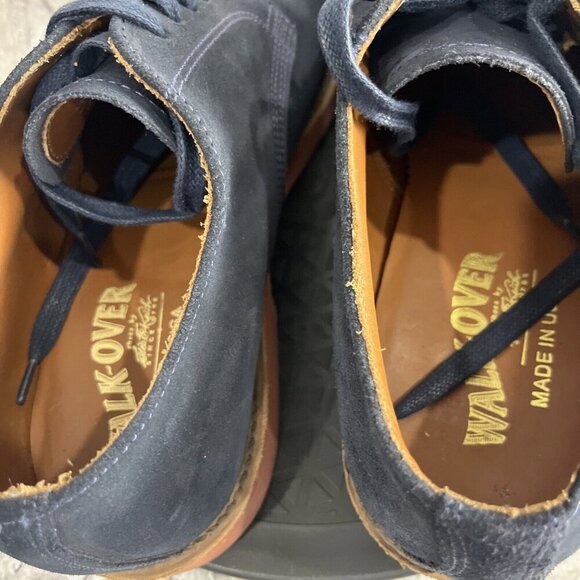 Walk Over Nubuck Suede Leather Shoes Mens Size US 10 M Navy Oxford Made in USA - Picture 6 of 7